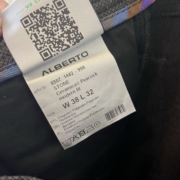 Alberto Stone Ceramica Peacock Modern Fit 5-Pocket Pants Lot of 2 Men's 38 x 29 - Picture 8 of 16